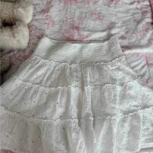 American Eagle Outfitters Pink and Gray Midi A-Line Skirt
